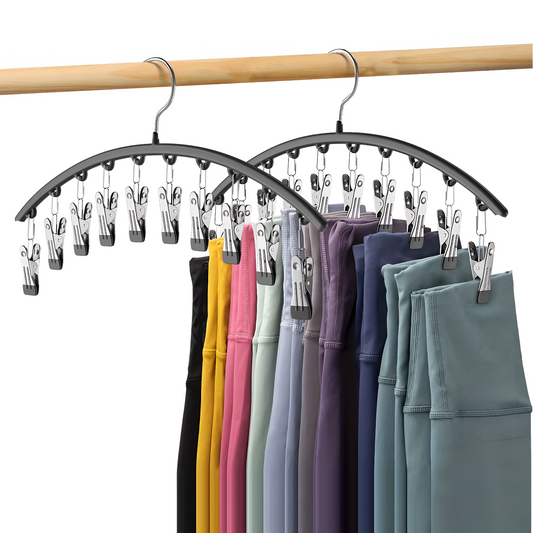 Curved Metal Pants Hanger with 10 Clips