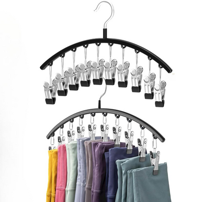 Curved Metal Pants Hanger with 10 Clips