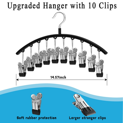 Curved Metal Pants Hanger with 10 Clips